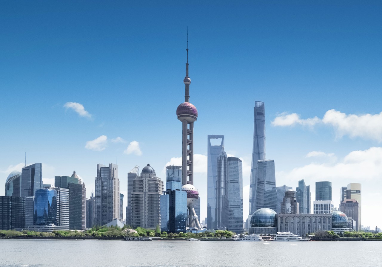 shanghai skyline and huangpu river